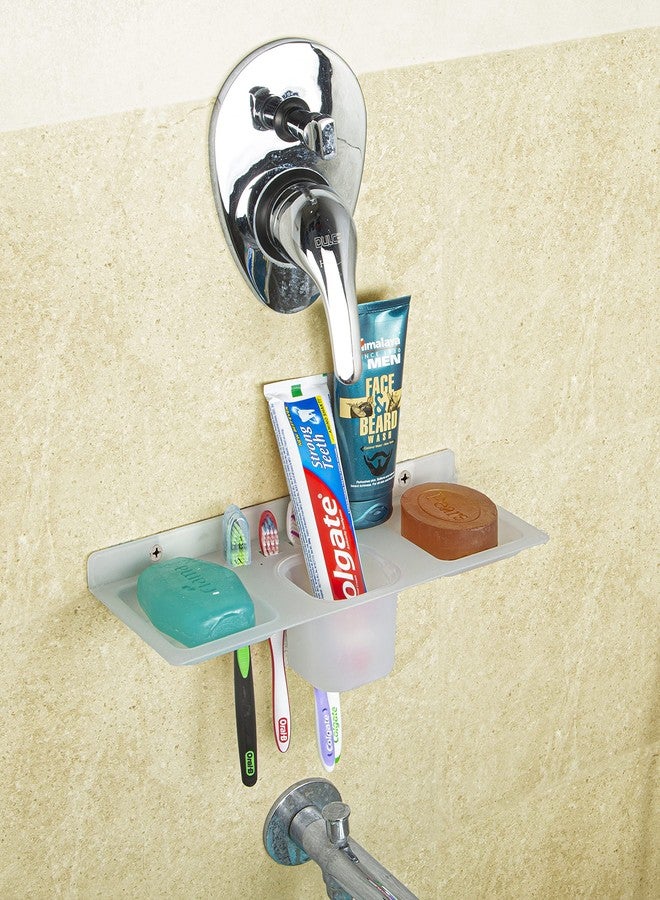 HAPPI Unbreakable ABS Plastic 4 in 1 Soap Dish Holder Glass Tumbler and Tooth Brush Holders, Soap Stand, Soap Case, Soap Holder Stand Wall Mounted for Bathroom (White) - Image 4